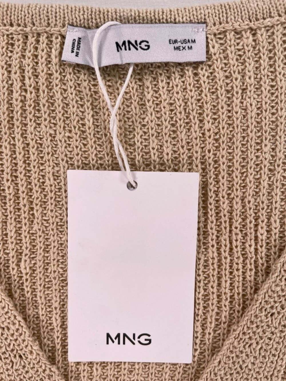 MNG Knit Vest Button-Front Beige Acrylic & Cotton Blend Women's Size M NEW - Picture 3 of 6